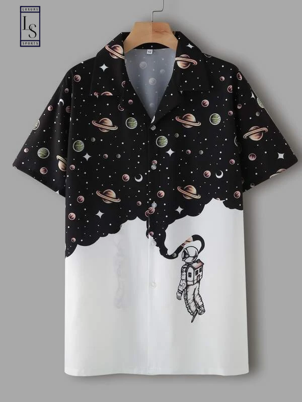 Men Astronaut And Galaxy Hawaiian Shirt