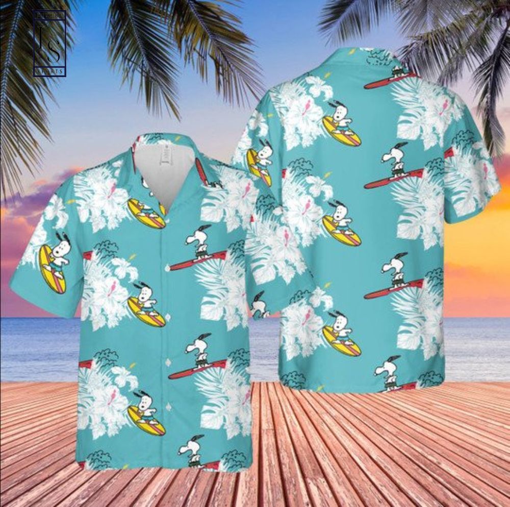 Snoopy Surfing Hibicus 3D Hawaiian Shirt1