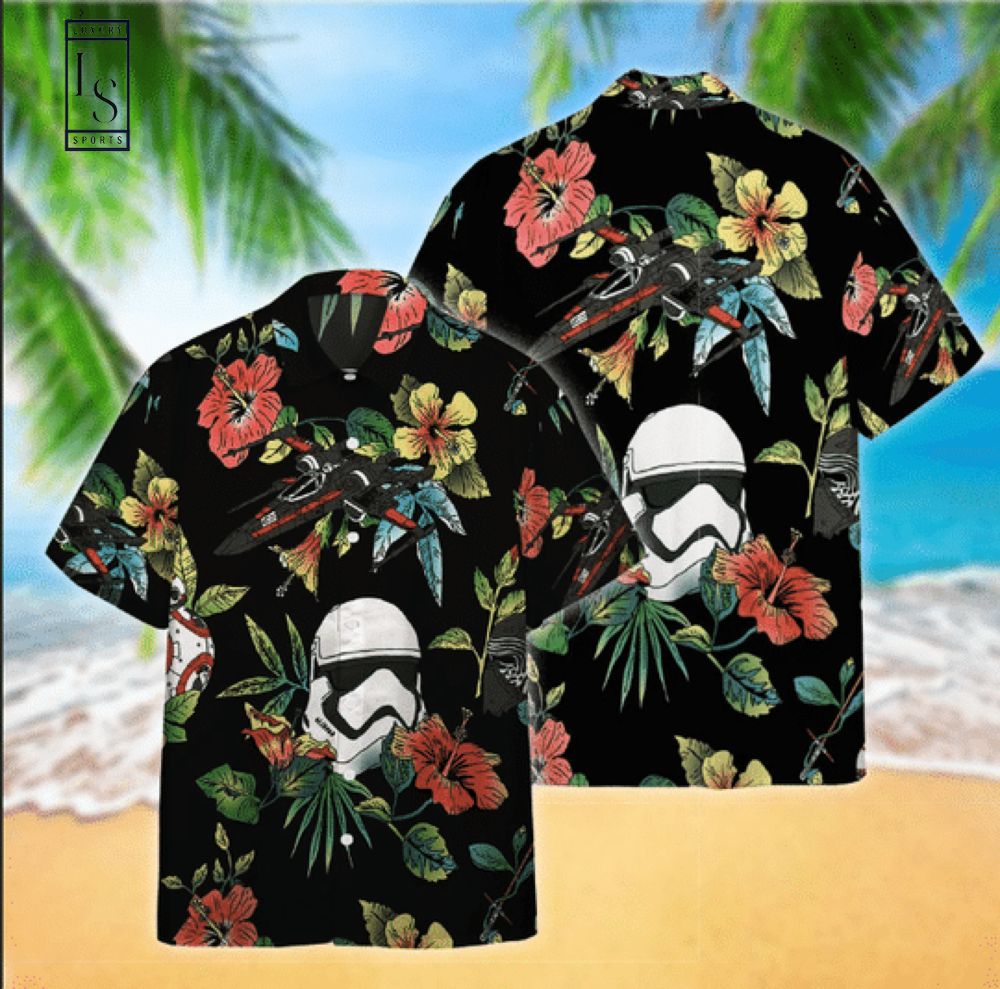 Star Wars Stormtrooper Spaceship Hibicus Hawaiian Shirt