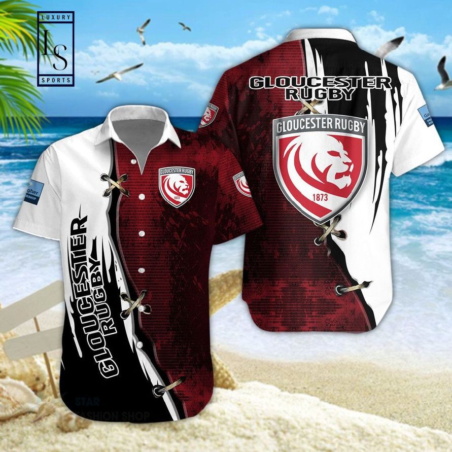 Gloucester Rugby Pattern Hawaiian Shirt And Shorts