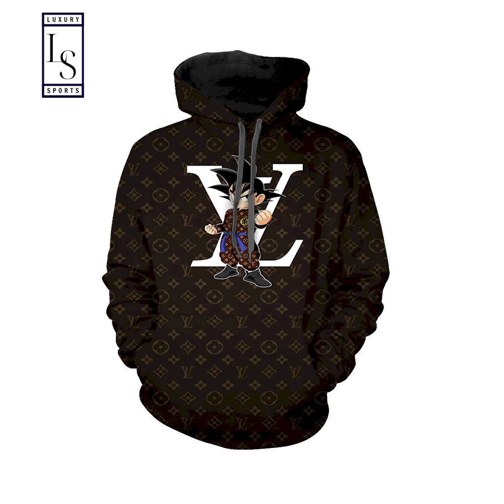 SALE] Black Goku with Louis Vuitton Hoodie - Luxury & Sports Store