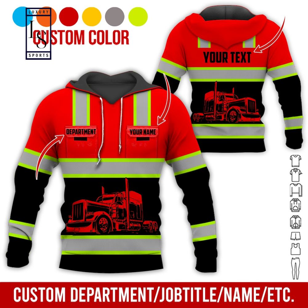 Semi Truck Uniform Personalized Red D Hoodie