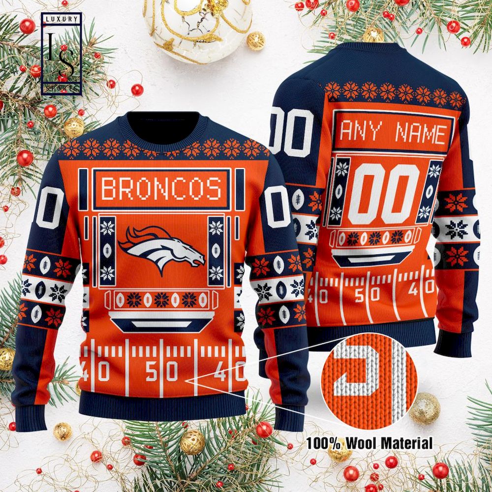 Broncos NFL Personalized Ugly Christmas Sweater
