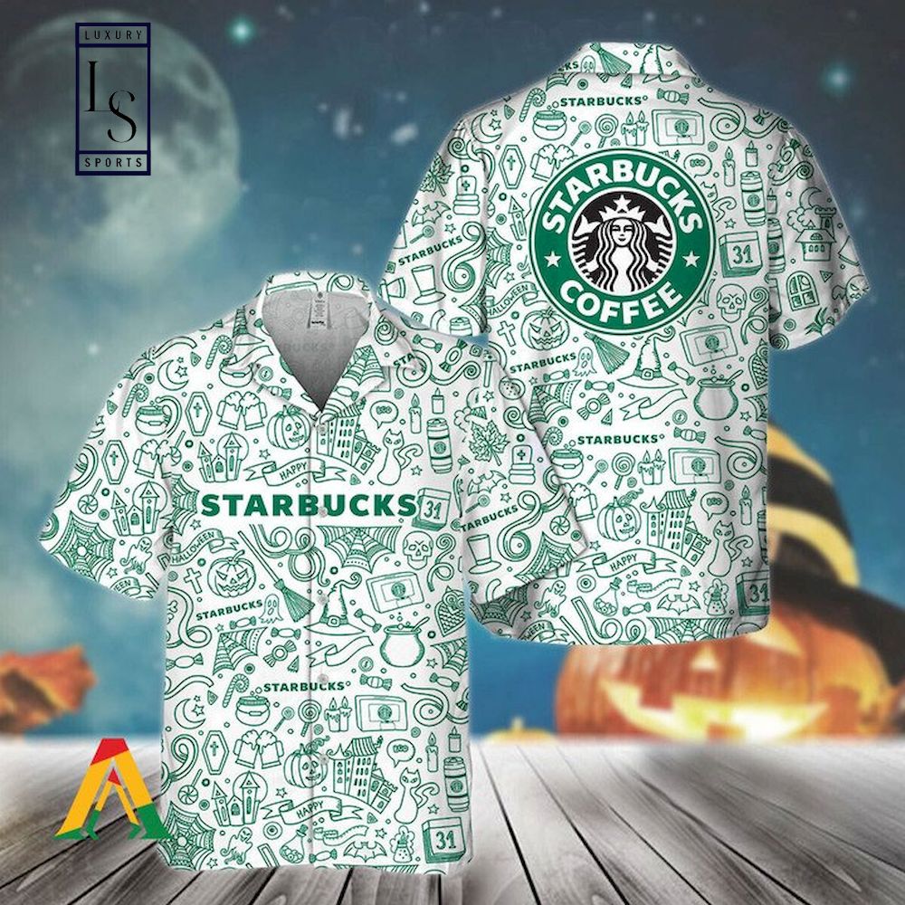 Halloween Doodle Art Starbucks Coffee Hawaiian Shirt