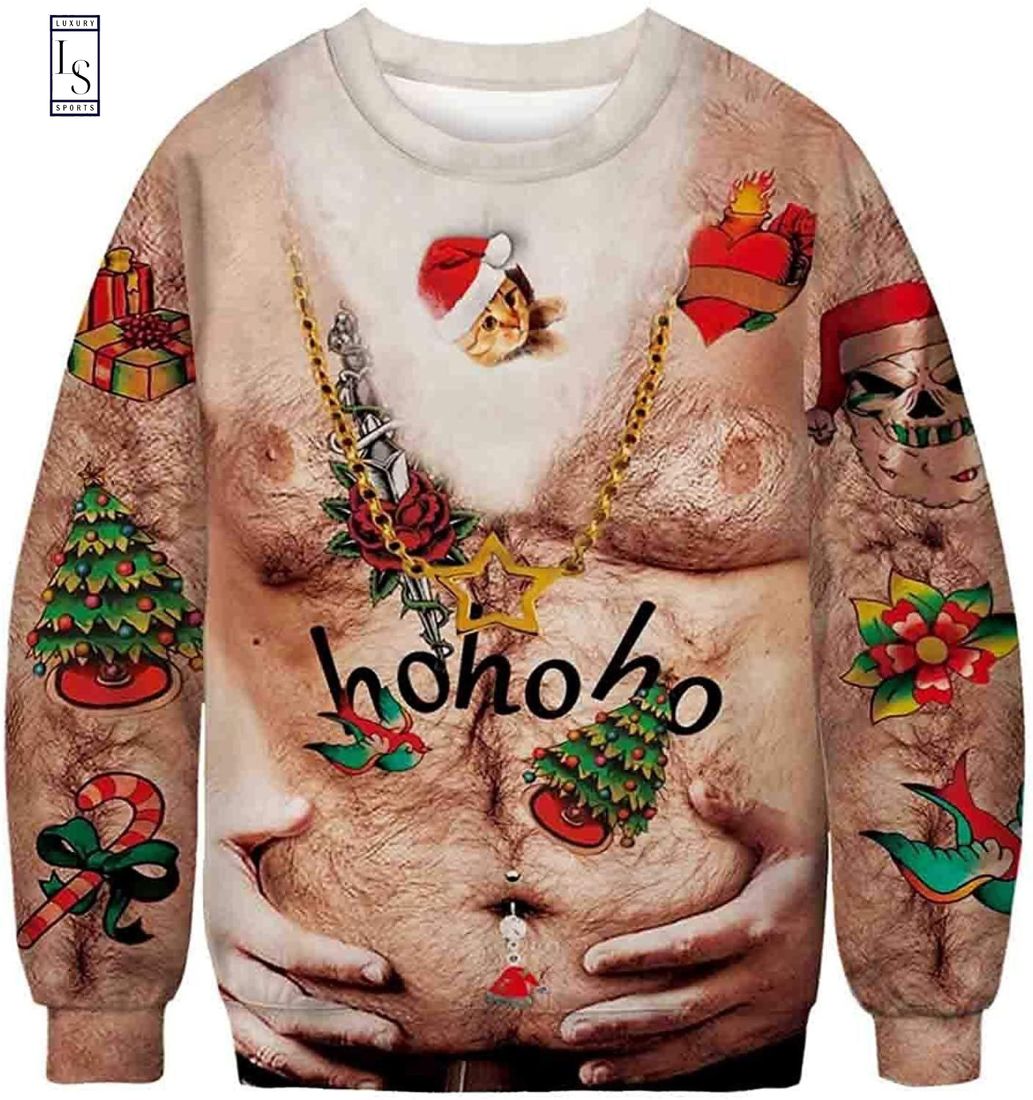 Hohoho Body of Santa in Christmas Ugly Sweater