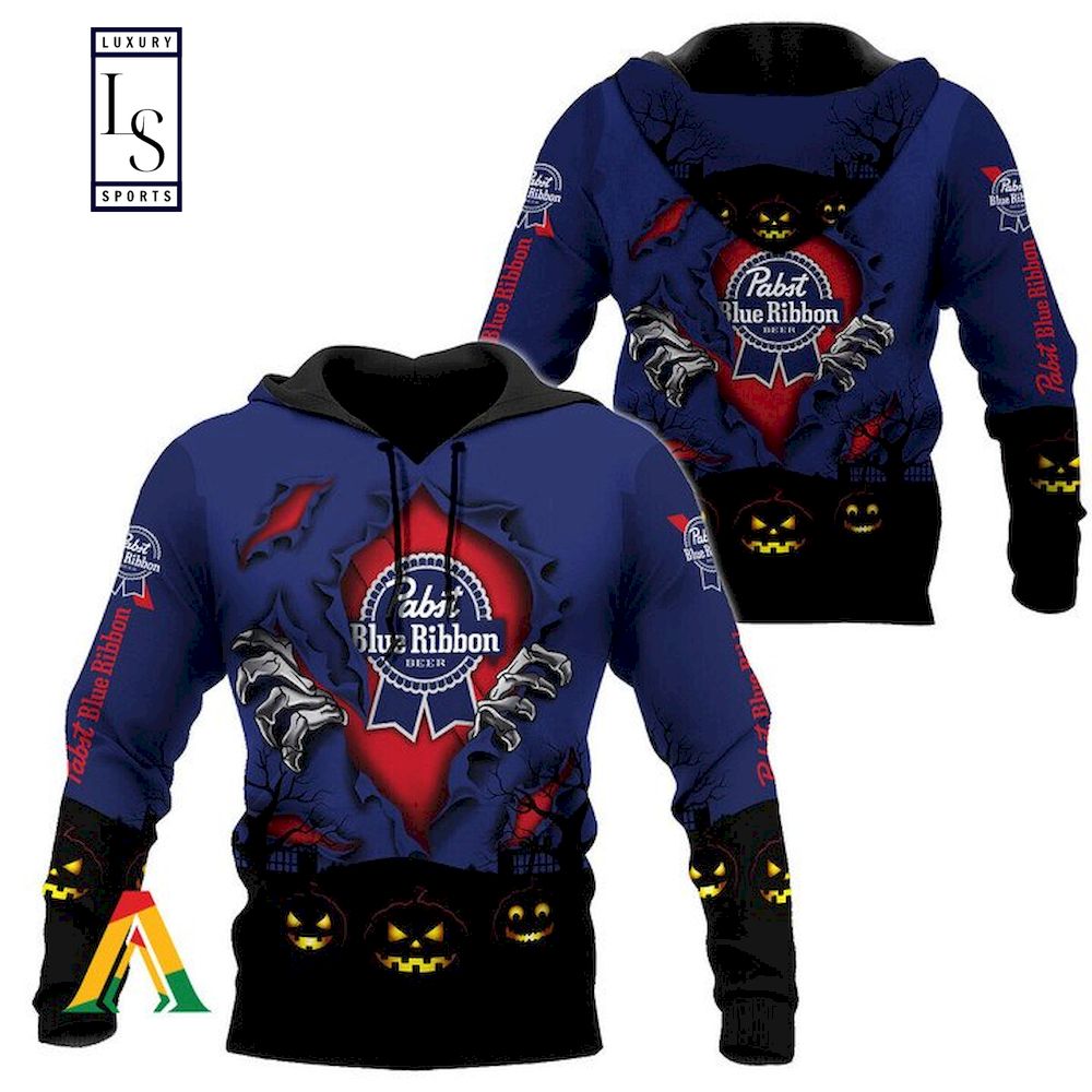 Scary Night Halloween Pabst Blue Ribbon Hoodie