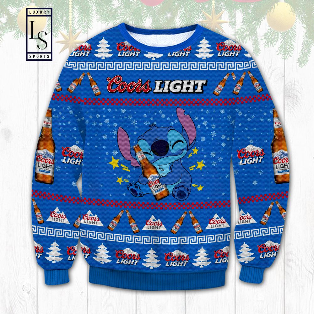 Stitch Hug Coors Light Ugly Christmas Sweater