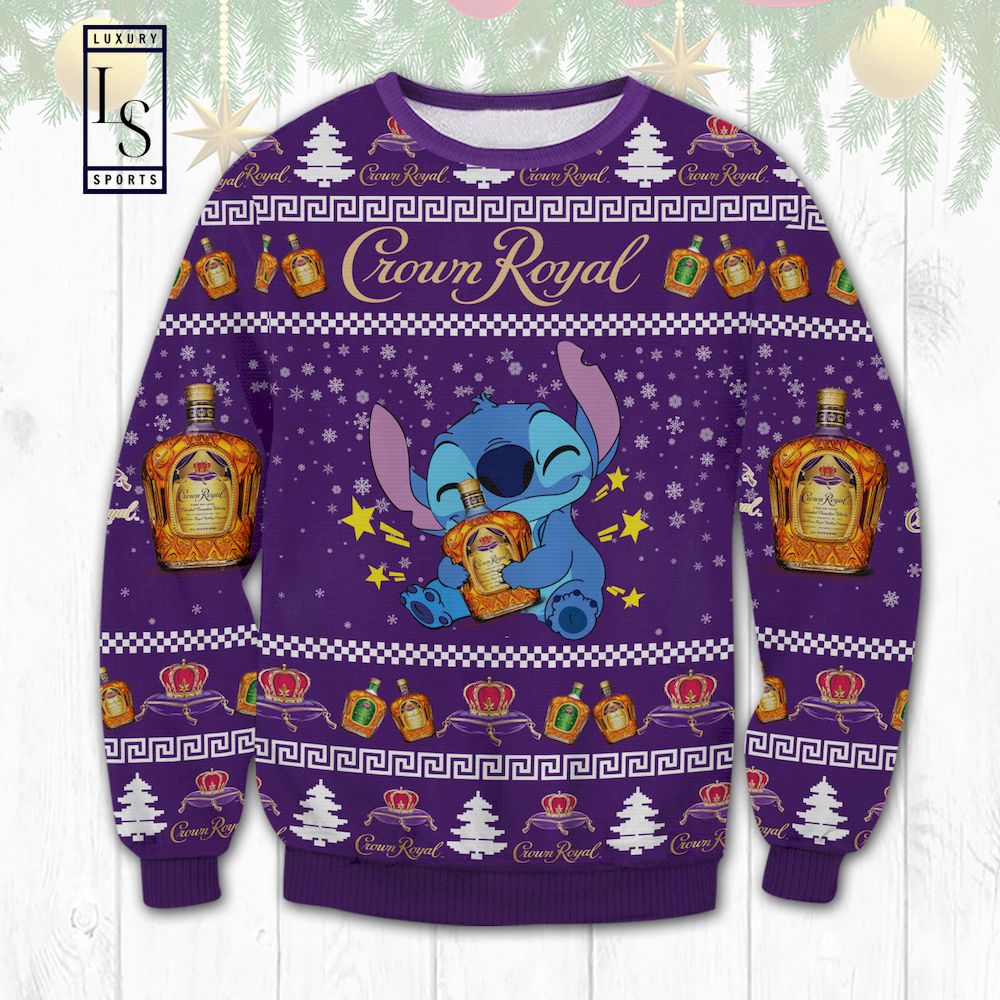 Stitch Hug Crown Royal Ugly Christmas Sweater