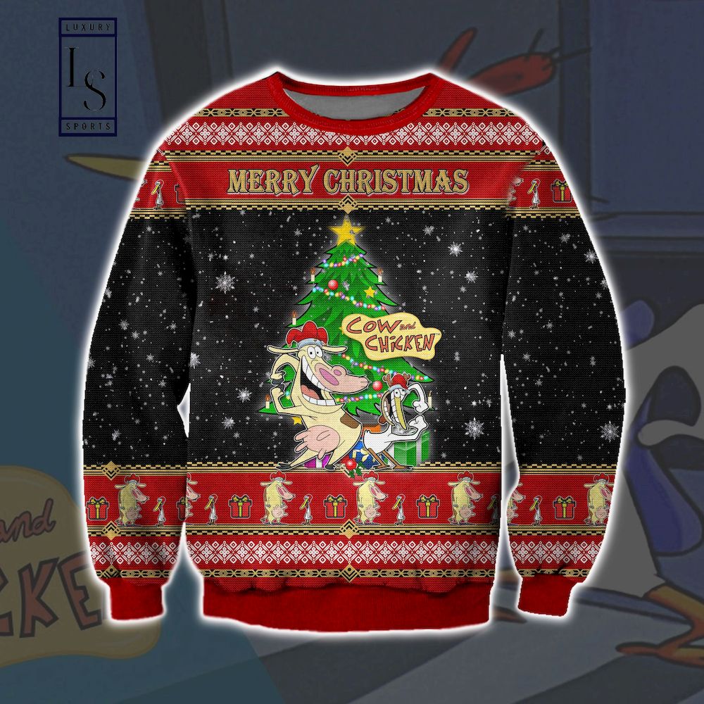 Cow And Chicken Ugly Christmas Sweater