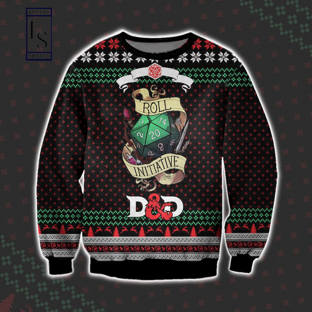 Dungeons Dragons Roll Initiative Ugly Christmas Sweater