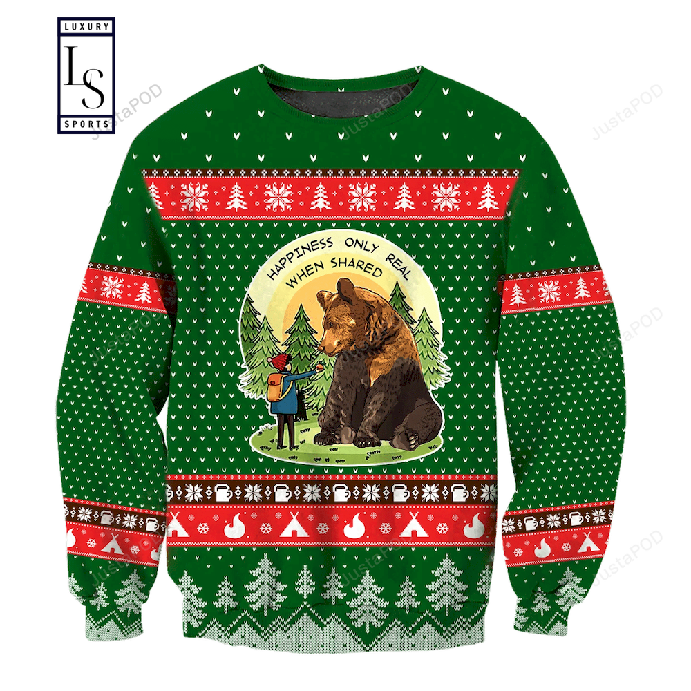 Go Camping Play With Bear Ugly Christmas Sweater