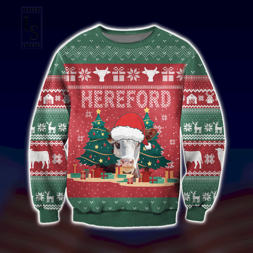 Hereford Cattle Lovers Ugly Christmas Sweater
