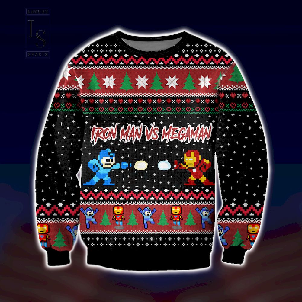 Iron Man vs Megaman Ugly Christmas Sweater