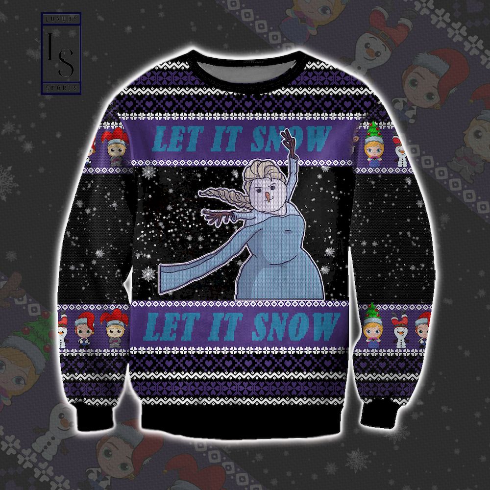 Let it Snow Elsa Olaf Ugly Christmas Sweater