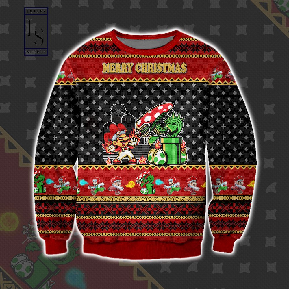 Mario Xenomorph Ugly Christmas Sweater