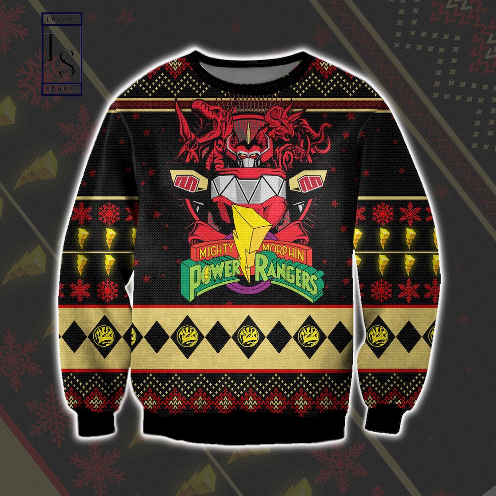 Megazord and Blue Ranger Mighty Morphin Power Rangers Ugly Christmas Sweater