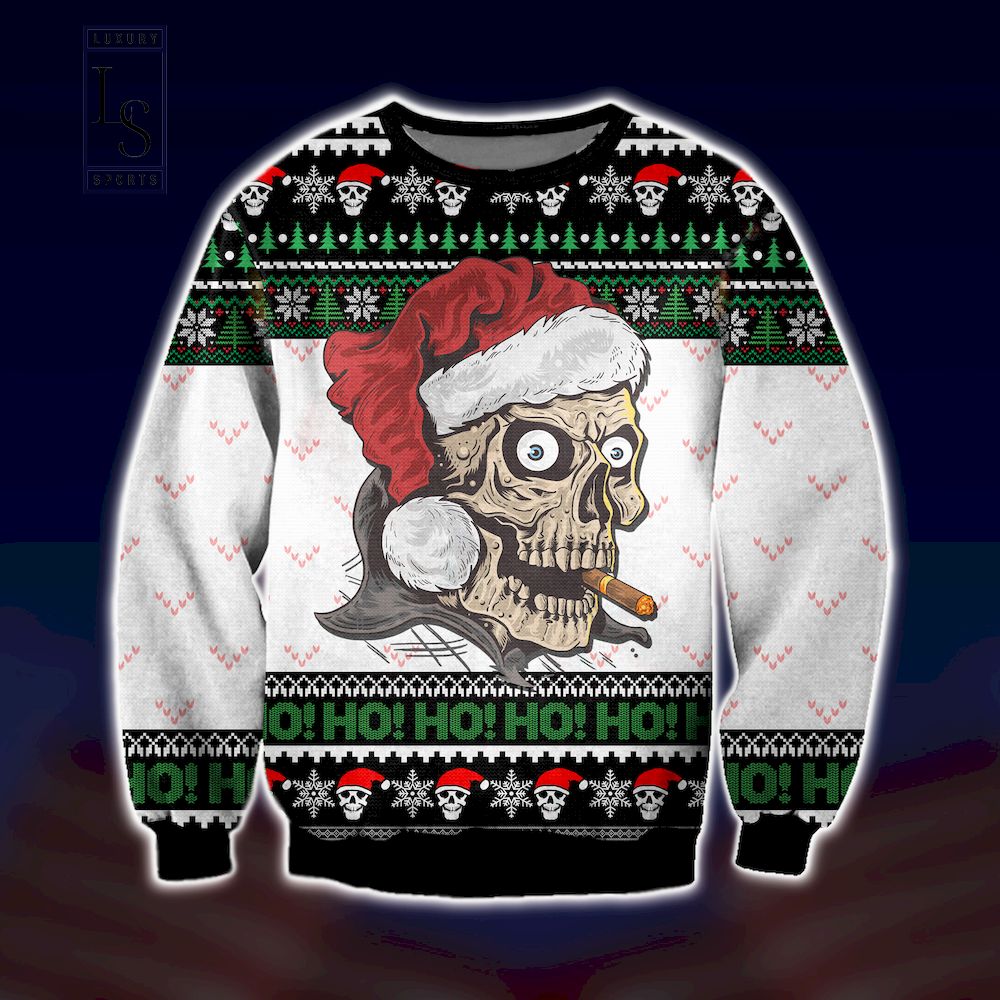 Naughty Skull Ho Ho Ho Ugly Christmas Sweater