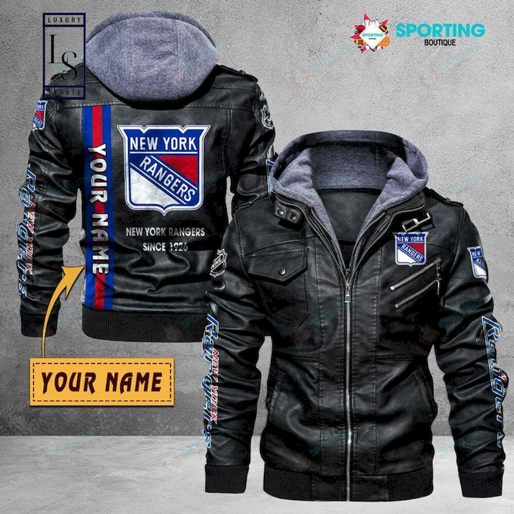 New York Rangers Custom Name NHL Leather Jacket