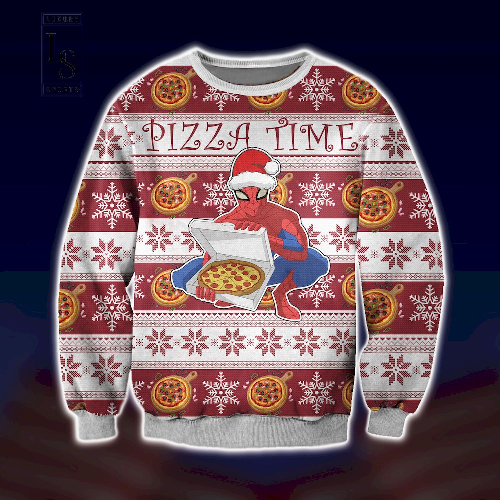 Peter Parker Pizza Time Ugly Christmas Sweater