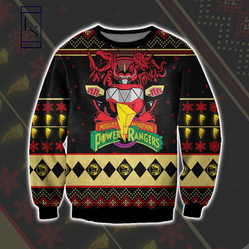 Red Ranger Mighty Morphin Power Rangers Ugly Christmas Sweater