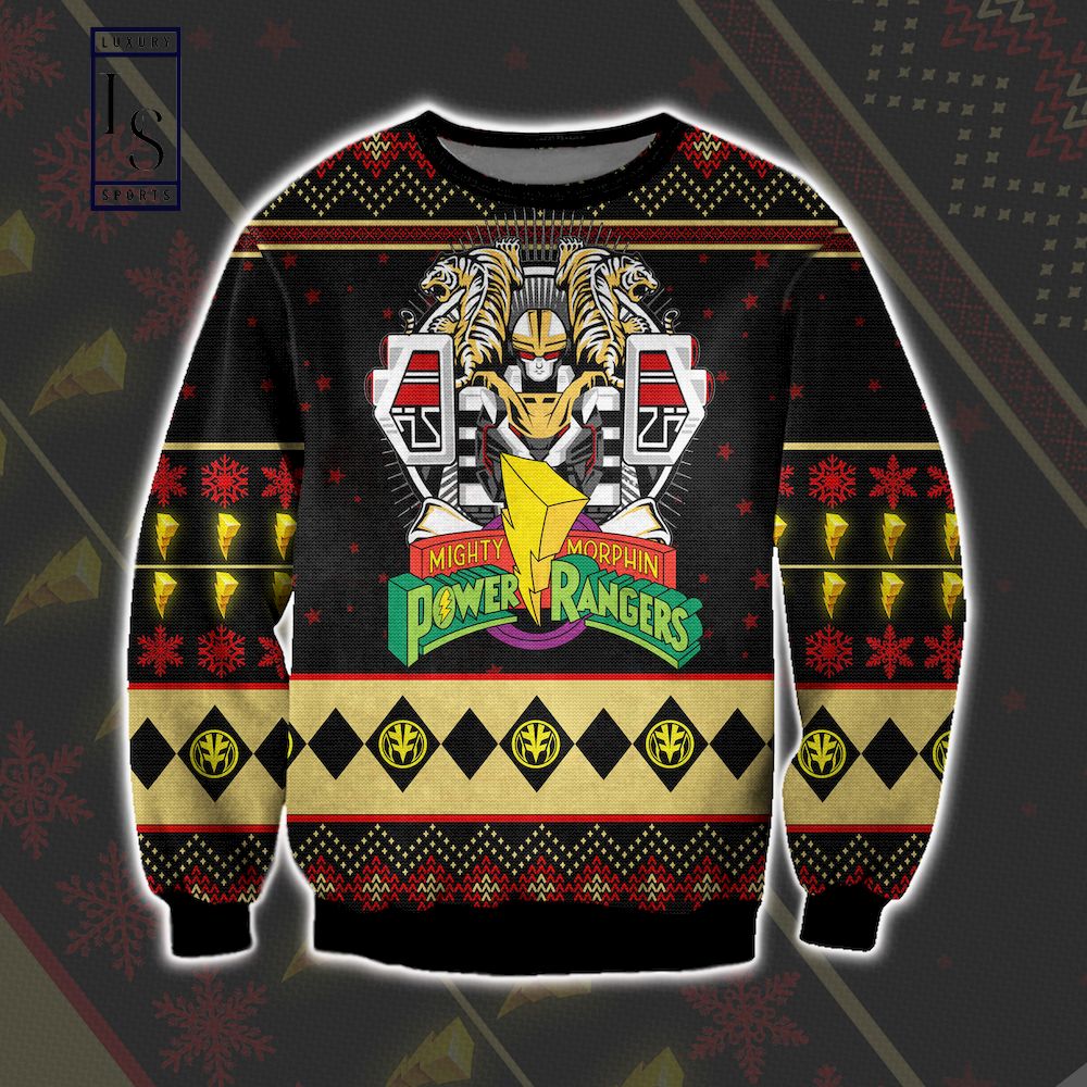 Tigerzord White Ranger Mighty Morphin Power Rangers Ugly Christmas Sweater